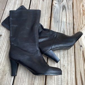 M. Patrick Black Leather Heeled "Flame" Boots Size 7